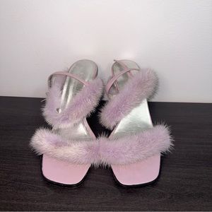 Escada Purple Fur Kitten Heels